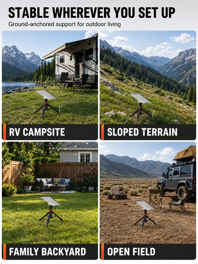 Alt view image 6 of 7 - Starlink Mini Tripod Mount with Stakes, Portable Tripod for Camping RV Portable Stand, Foldable Design, Heavy Duty Aluminum, Windproof with Ground Pegs, 5kg Load Capacity, Includes Carry Bag