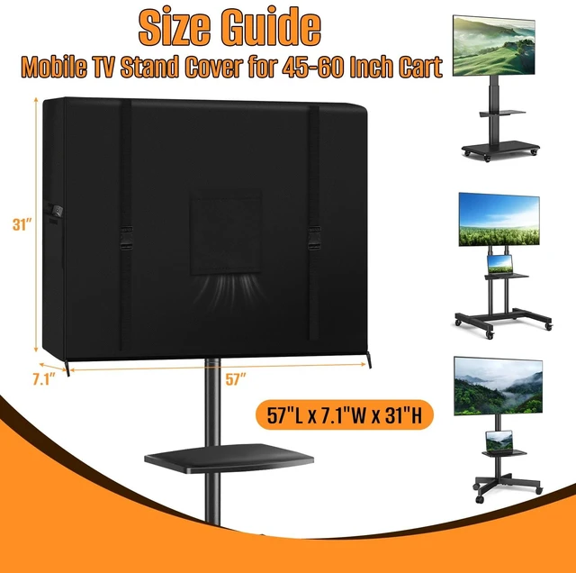 Alt view image 2 of 6 - Mobile Outdoor TV Stand Cover, 600D Heavy Duty Oxford Fabric Waterproof 45-60 Inch TV Screen Dustproof Cover for Mobile LED OLED LCD TV Cart, with Waterproof Zipper