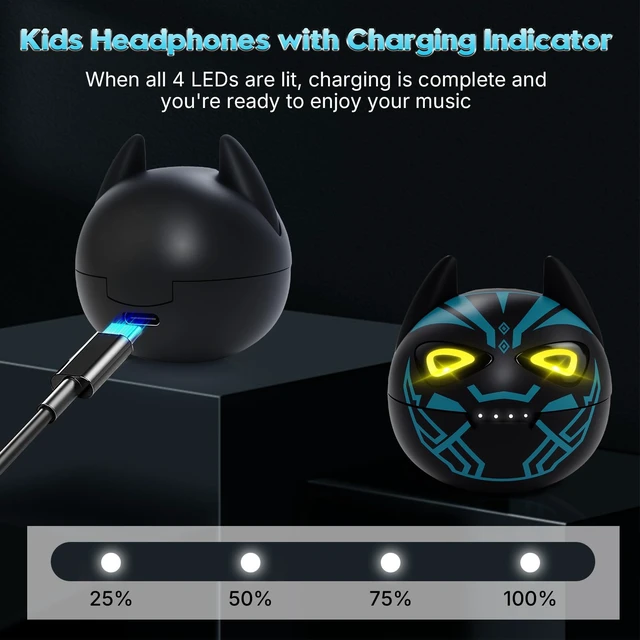 Alt view image 6 of 7 - Wireless Earbuds, Long Playtime bluetooth headphones, Earbuds Wireless Bluetooth for Children, IPX5 Waterproof Earplug Headphones, True blue tooth earphones, Kids Ear buds for School/Home(Black)