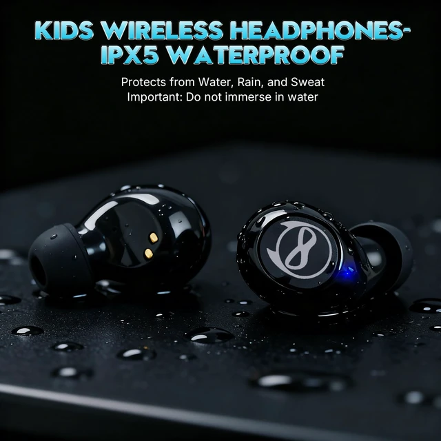 Alt view image 7 of 7 - Wireless Earbuds, Long Playtime bluetooth headphones, Earbuds Wireless Bluetooth for Children, IPX5 Waterproof Earplug Headphones, True blue tooth earphones, Kids Ear buds for School/Home(Black)