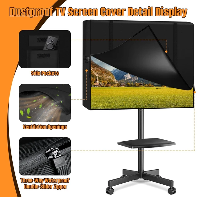 Alt view image 3 of 6 - Mobile Outdoor TV Stand Cover, 600D Heavy Duty Oxford Fabric Waterproof 45-60 Inch TV Screen Dustproof Cover for Mobile LED OLED LCD TV Cart, with Waterproof Zipper