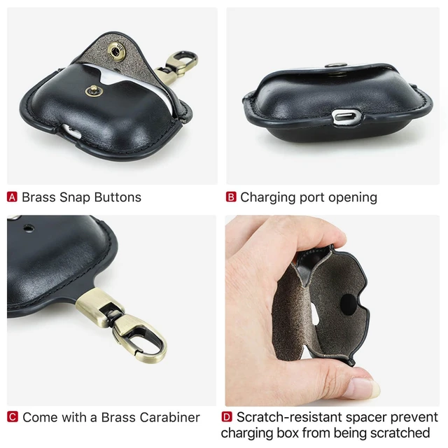 Alt view image 5 of 7 - Leather Case Replacement for Airpods Pro 3 2025,Vegetable Tanned Leather Portable Travel Case Compatible with Airpods Pro 3,Headphone Cases Replacement for AirPods Pro 3 Charging(Black)
