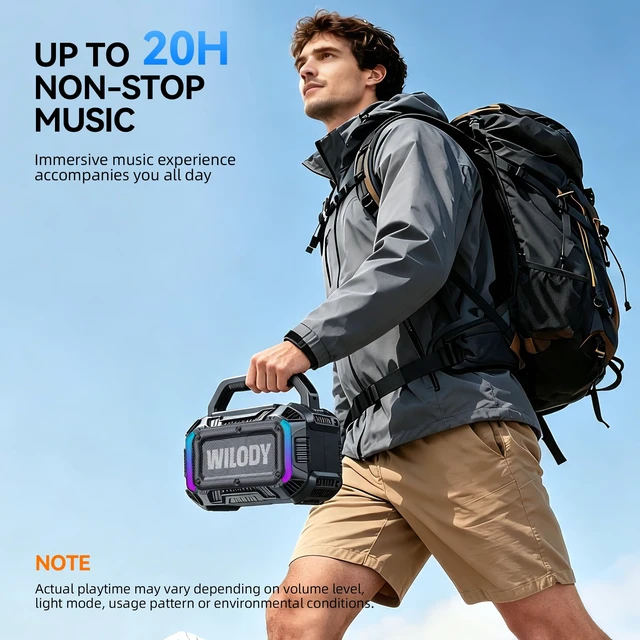 Alt view image 5 of 7 - Speakers Bluetooth Wireless, 40W Loud Outdoor Speaker with Bass, IPX7 Waterproof Floatable, 20H Playtime, Wireless Charge, TWS, RGB Light, Portable Speaker for Work, Garage, Outdoor(S-Black)