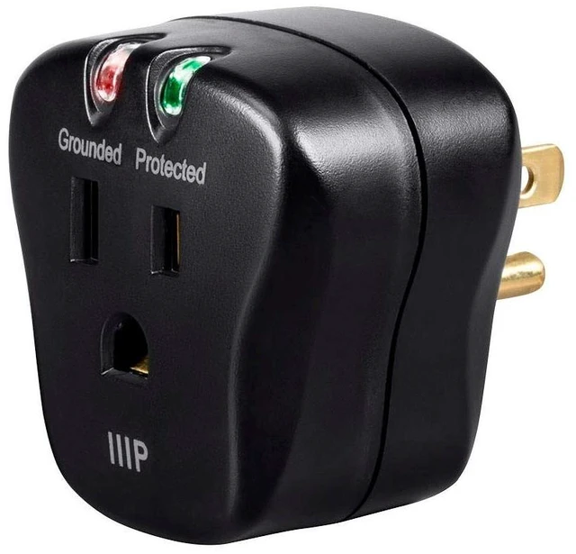 Main image of 1 Outlet Portable Mini Surge Protector - UL Rated, 540 Joules, With Grounded And Protected Light Indicator, Black
