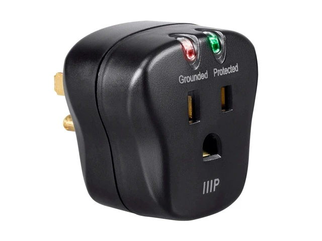 Alt view image 3 of 5 - 1 Outlet Portable Mini Surge Protector - UL Rated, 540 Joules, With Grounded And Protected Light Indicator, Black