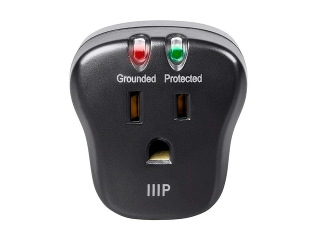 Alt view image 4 of 5 - 1 Outlet Portable Mini Surge Protector - UL Rated, 540 Joules, With Grounded And Protected Light Indicator, Black