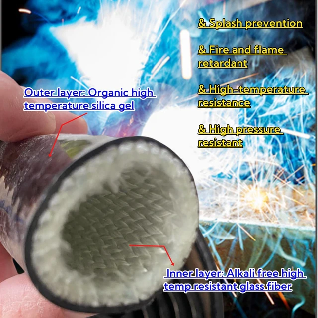 Alt view image 5 of 7 - Silicone Coated Fiberglass Fire Sleeve 3/4'' ID x 5FT Heat Shield Hose Wrap, Flame Retardant & Thermal Insulation Protection for Automotive Fuel Lines, Wires & Cables Black