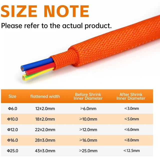 Alt view image 2 of 7 - Heat Shrink Braided Sleeving, 10ft 2:1 Shrinkable Fabric Heat Shrink Tubing, Wear-Resistant Car Cable Wires Hoses Protection, Ideal Fit Irregular Shape Hose (Orange, 5/8")