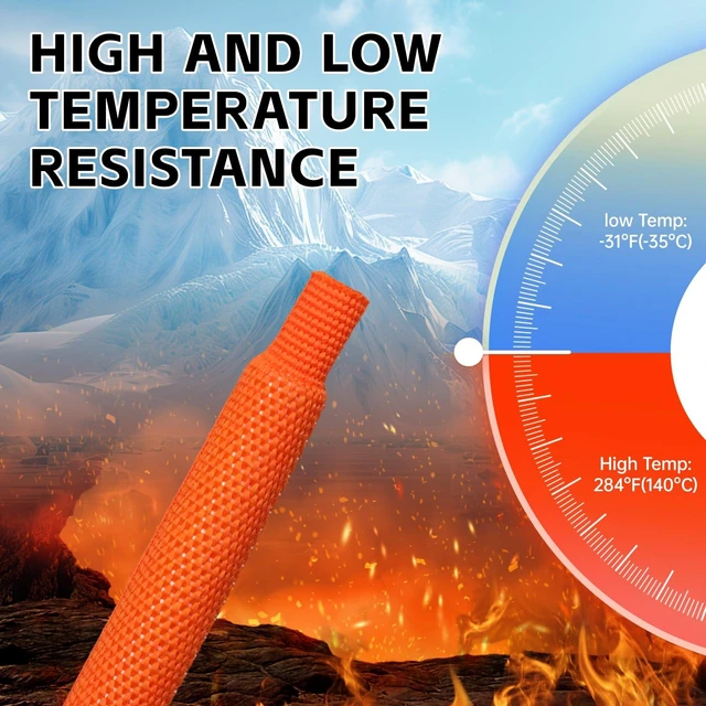 Alt view image 5 of 7 - Heat Shrink Braided Sleeving, 10ft 2:1 Shrinkable Fabric Heat Shrink Tubing, Wear-Resistant Car Cable Wires Hoses Protection, Ideal Fit Irregular Shape Hose (Orange, 5/8")