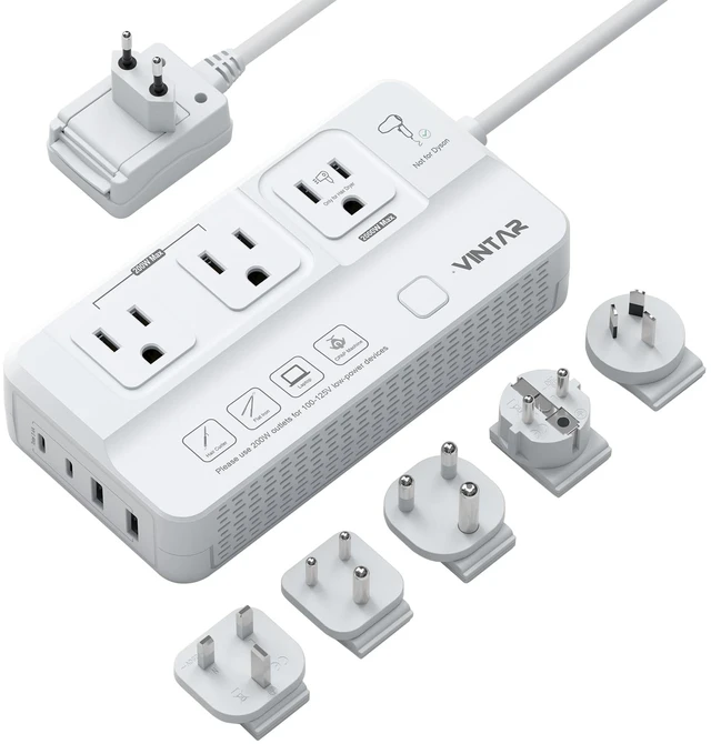 Main image of 2000W 220V to 110V Voltage Converter for Hair Dryers/Curling Irons 7 in 1 Universal Travel Adapter, 4 USB Ports(2 USB C), Step Down Voltage Converter for US to Europe UK JP India AU SA