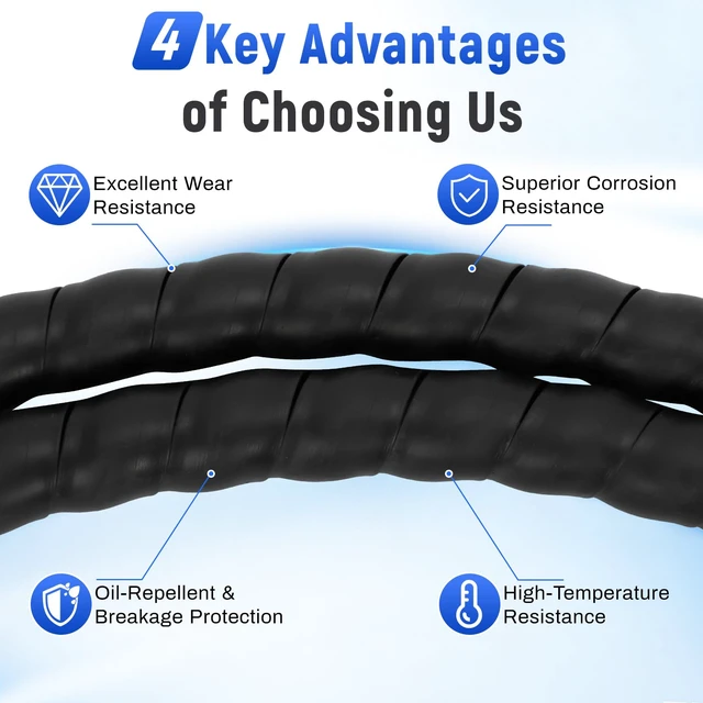 Alt view image 4 of 7 - Spiral Wrap Cable Protector, Safe 1" x 25' Pre-Cut Hydraulic Hose Wrap wear & abrasion resistant, pre-cut for convenience, fits 1/2" hoses, for hydraulic & pneumatic, workshop & industrial