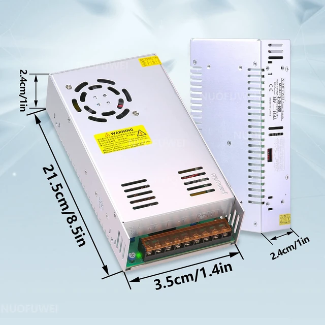 Alt view image 6 of 6 - 110V AC to 36V DC Converter 36V 16.6A 600W Power Supply DC 36Volt 16.6A 600W Switching Power Supply Transformer for Winch Car Jack LCD Monitor CCTV Car Stereo