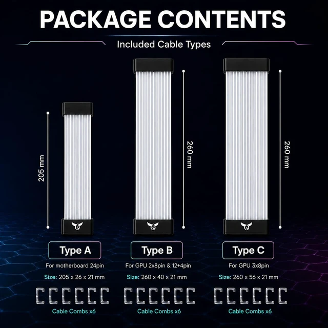 Alt view image 4 of 7 - Osprey ARGB PSU Cable Cover, 24-Pin ATX, 108 LED ARGB, 5V 3-Pin, Black Flexible cover,organize and cover visible power wiring,striking RGB lighting feature inside your PC case,three clip types