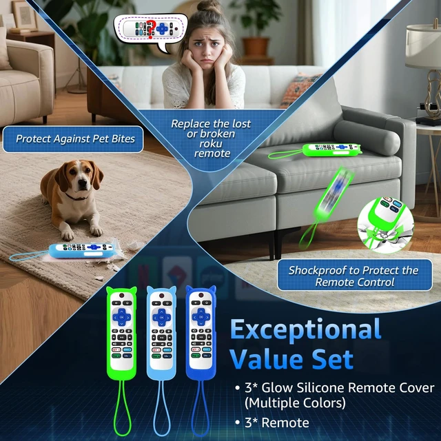 Alt view image 4 of 7 - (Pack of 3) Replacement Remote Only for Roku TV with Soft Remote Cover Universal Remote for TCL/Onn/Hisense/Sharp/Element/Philips Roku Smart TV (Elegant White)Not for Roku Stick, Box,Speaker