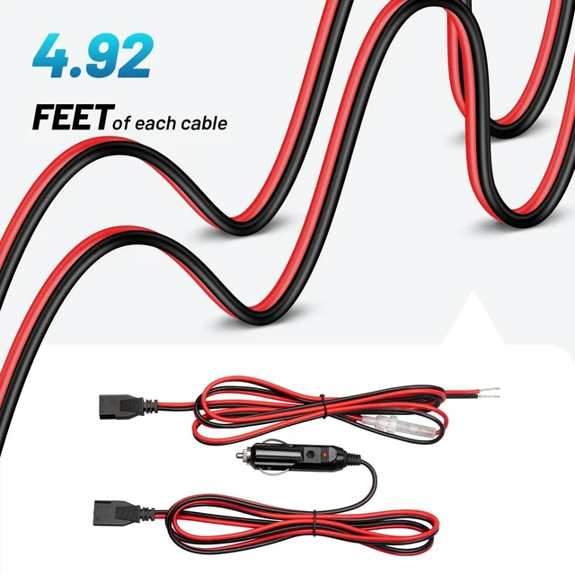 Alt view image 6 of 7 - 2 Pack Cb Radio Power Cord 12V 3-Pin Plug Fused Replacement CB Power Cable 2 Black and Red Wires 15A 3-Pin Cigarette Lighter Plug Socket for Cb Ham Radio