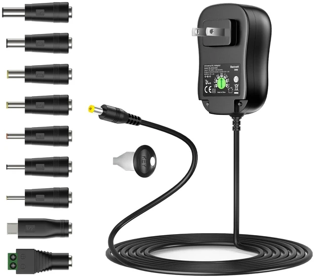Main image of 34W Universal AC Adapter Multi Voltage Power Supply DC 4.5V 7.5V 5V 9V 12V with a 5V 2A USB Port, Adjustable Power Supply, 2A Max, DC Power Adapter Charger Cord, Multiple Tips, 5.5mm x 2.1mm