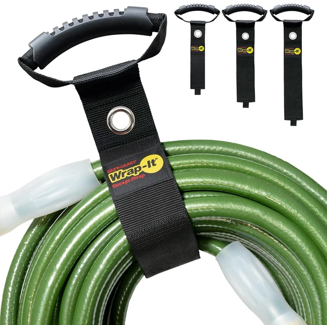 Main image of Easy-Carry Straps - Assorted 3-Pack Black with Grommet Power Cord Organizer Carrying Straps for RV Hose Storage and Accessories