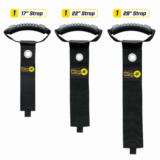 Alt view image 3 of 7 - Easy-Carry Straps - Assorted 3-Pack Black with Grommet Power Cord Organizer Carrying Straps for RV Hose Storage and Accessories