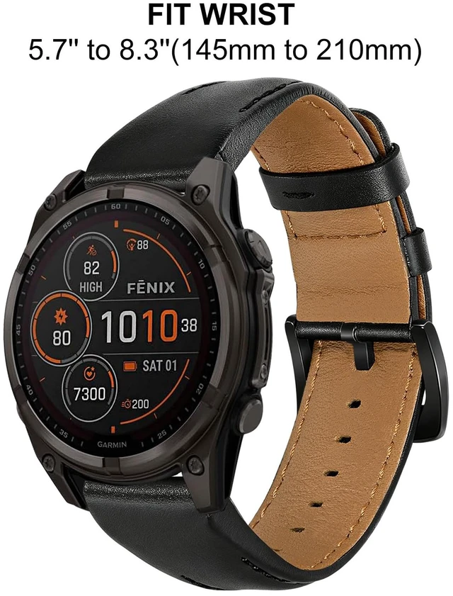 Alt view image 2 of 7 - Quick Fit Band for Fenix 9 Pro / 8 / 7S / 6S Pro / 5S Plus 43mm, 20mm Genuine Cowhide Leather Strap for Garmin Epix Pro 42mm / Instinct 2S / E 40mm