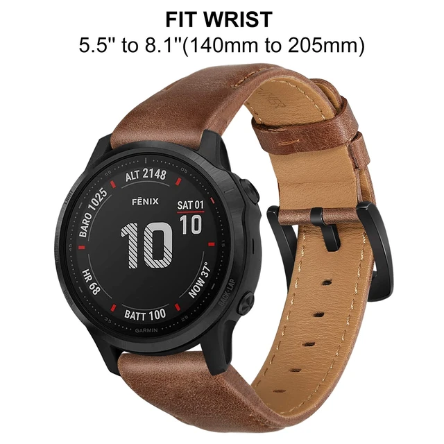 Alt view image 2 of 7 - Quick Fit Band for Fenix 9 Pro / 8 / 7S / 6S Pro / 5S Plus 43mm, 20mm Genuine Cowhide Leather Strap for Garmin Epix Pro 42mm / Instinct 2S / E 40mm