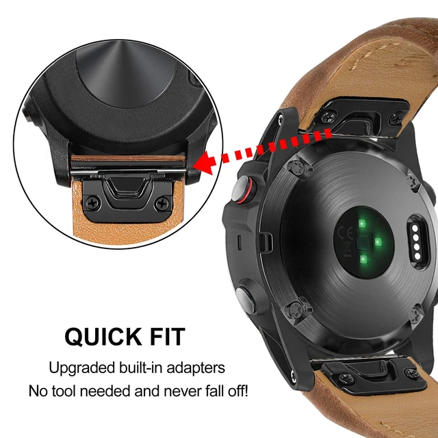 Alt view image 3 of 7 - Quick Fit Band for Fenix 9 Pro / 8 / 7S / 6S Pro / 5S Plus 43mm, 20mm Genuine Cowhide Leather Strap for Garmin Epix Pro 42mm / Instinct 2S / E 40mm
