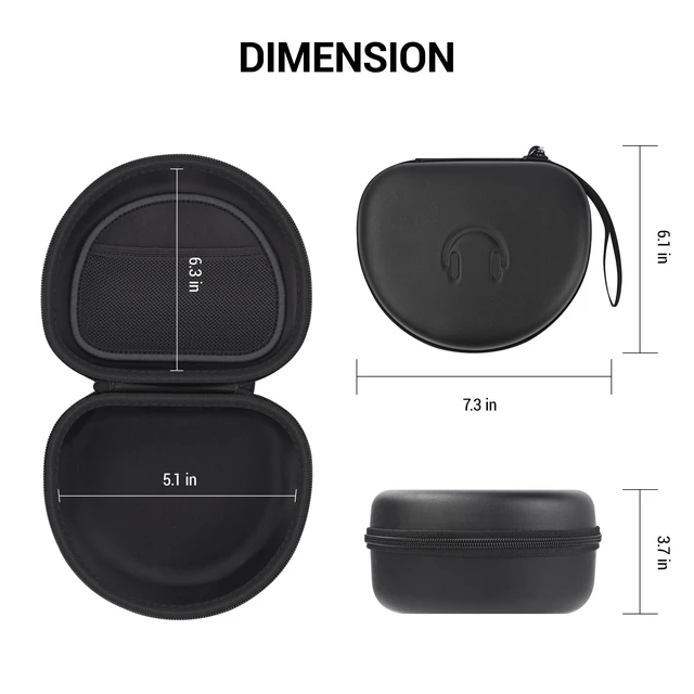Alt view image 4 of 6 - Headphone Case for Beats/JLab Go JBuds Lux ANC/JBL/BERIBES/KVIDIO, Black for Souncore Q20i/ TOZO HT3/ Picun Foldable Over-Ear Headphones,with Handle Strap Travel Carrying Headset Case