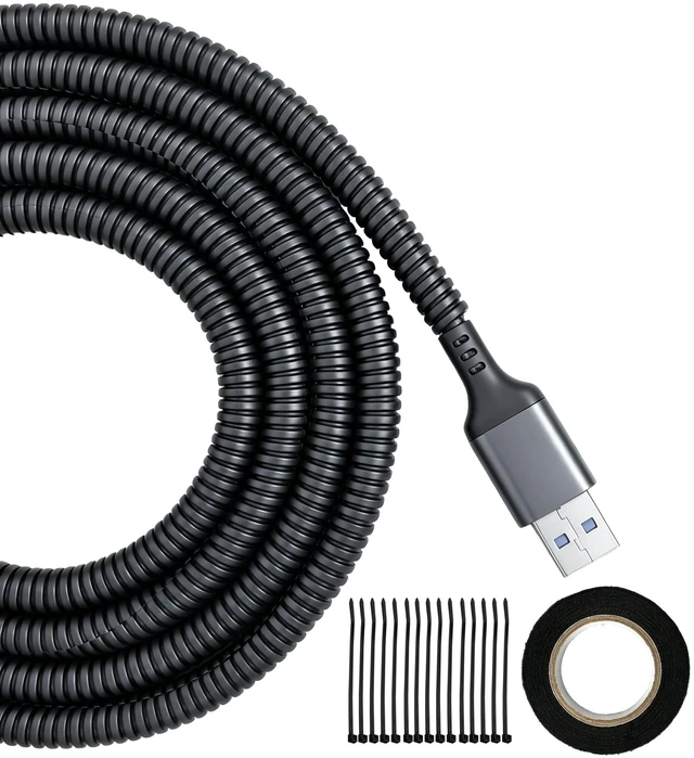 Main image of Split Wire Loom Automotive, 25ft 1/4in Heat Resistance Cable Sleeve Cable Management Sleeves, Cord Protectors From Pets No Chew, Wire Sleeve for Automotive Wiring, Home Office Cord Organization