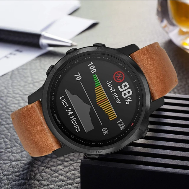 Alt view image 7 of 7 - Quick Fit Band for Fenix 9 Pro / 8 / 7S / 6S Pro / 5S Plus 43mm, 20mm Genuine Cowhide Leather Strap for Garmin Epix Pro 42mm / Instinct 2S / E 40mm