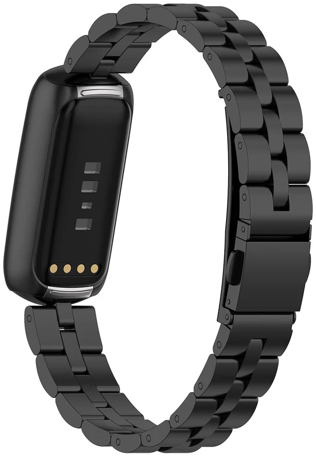 Alt view image 2 of 7 - Bands Compatible with Fitbit Luxe Metal Stainless Steel Watch Band Replacement Classic Durable Solid Link Accessory Buckle Metal Strap Wrist Band for Luxe Fitness Wellness Tracker