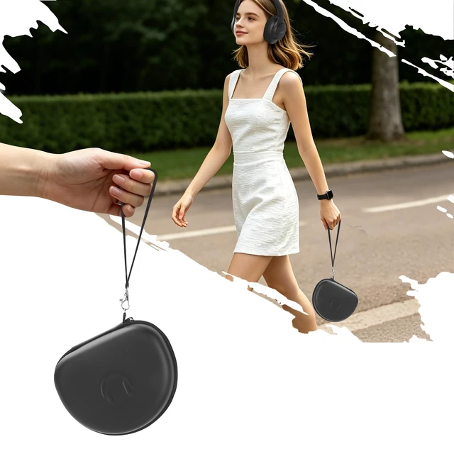 Alt view image 6 of 6 - Headphone Case for Beats/JLab Go JBuds Lux ANC/JBL/BERIBES/KVIDIO, Black for Souncore Q20i/ TOZO HT3/ Picun Foldable Over-Ear Headphones,with Handle Strap Travel Carrying Headset Case