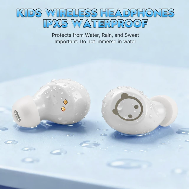 Alt view image 5 of 7 - Wireless Earbuds, Bluetooth 5.3 Earpods HiFi Bass Stereo, Headphones Wireless Bluetooth, Kids Headphones Long Playtime, Earbuds with Microphone, Ear buds with Multifuntional Touch Screen(White Panda)