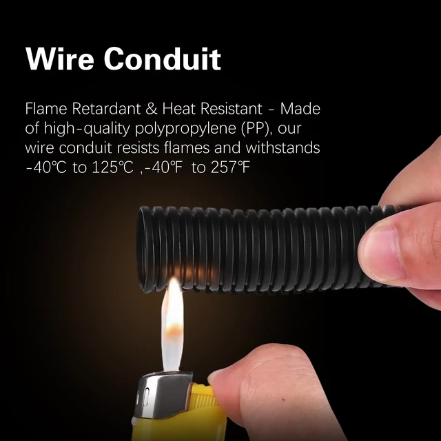 Alt view image 4 of 7 - Split Wire Loom Tubing, 120ft 3/8inch Heat Resistance Wire Protector Cable Sleeve Protector, Flame Retardant, Wire Protector for Pets, Cable Management Sleeve for Automotive Engine, Home Office