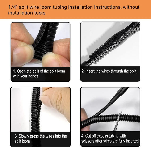 Alt view image 6 of 7 - Split Wire Loom Tubing, 120ft 1/4inch Heat Resistance Wire Protector Cable Sleeve Protector, Flame Retardant, Wire Protector for Pets, Cable Management Sleeve for Automotive Engine, Home Office