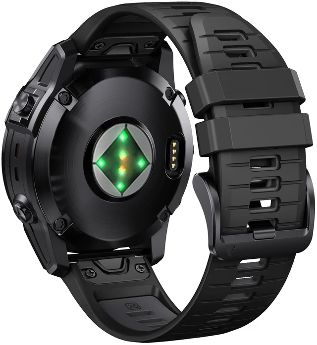 Main image of for Fenix 7X Pro/6X Pro Band for Fenix 6X Strap Fenix 7X Band 26mm Width Fenix 5X Plus Wristband for Descent Mk2i/tactix Delta/tactix 7 Pro/tactix 7 AMOLED Soft Silicone Watch(Black-Gray)