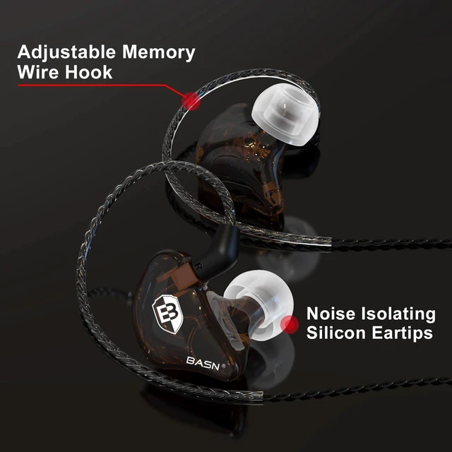 Alt view image 2 of 6 - Bsinger PRO in-Ear Monitors Hybrid Dynamic Dual Drivers Two Detachable MMCX Cables Musicians in-Ear Earbuds Headphones (Brown)
