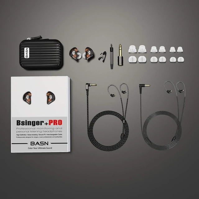 Alt view image 5 of 6 - Bsinger PRO in-Ear Monitors Hybrid Dynamic Dual Drivers Two Detachable MMCX Cables Musicians in-Ear Earbuds Headphones (Brown)