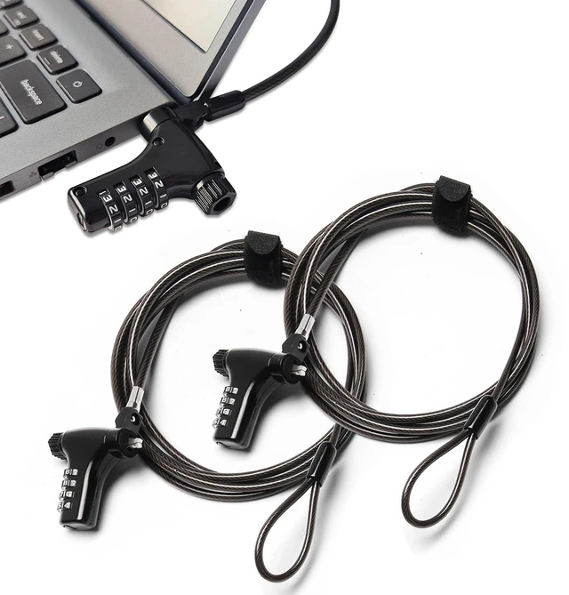 Main image of 2 Pack Universal Laptop Combination Lock, 2M/6.6FT Laptop Locking Cable, 4-Digit Resettable Password Anti-Theft Heavy Duty Computer Lock, Security Locks for Laptops, Notebooks Weatherproof