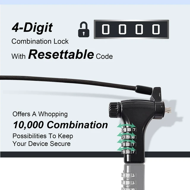 Alt view image 6 of 7 - 2 Pack Universal Laptop Combination Lock, 2M/6.6FT Laptop Locking Cable, 4-Digit Resettable Password Anti-Theft Heavy Duty Computer Lock, Security Locks for Laptops, Notebooks Weatherproof