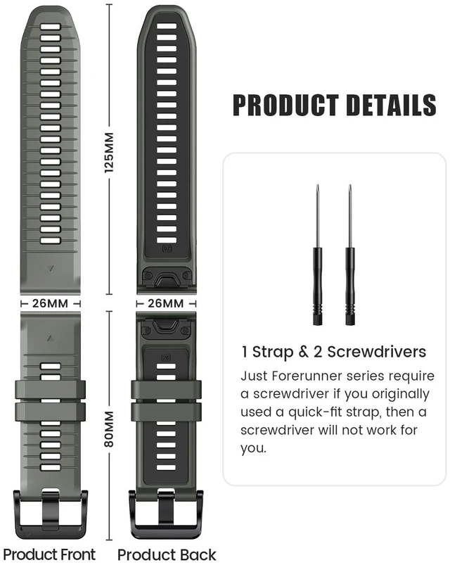 Alt view image 7 of 7 - for Fenix 7X Pro/6X Pro Band for Fenix 6X Strap Fenix 7X Band 26mm Width Fenix 5X Plus Wristband for Descent Mk2i/tactix Delta/tactix 7 Pro Soft Silicone Watch(Pale Green-Black)
