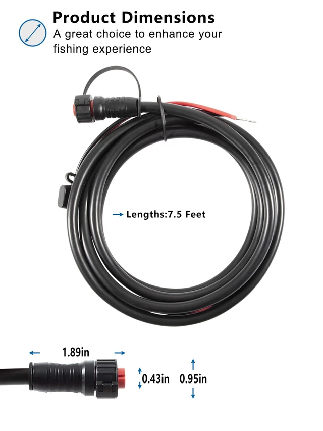 Alt view image 7 of 7 - 010-10922-00 2-Pin Power Cable Replacement for Garmin GPSMAP Series Fits for Garmin GPSMAP 4008, 4010, 4012, 4208, 4210, 4212, 5008, 5012, 5015, 5208, 5212, 5215