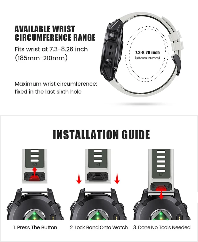Alt view image 5 of 7 - for Fenix 7X Pro/6X Pro Band for Fenix 6X Strap Fenix 7X Band 26mm Width Fenix 5X Plus Wristband for Descent Mk2i/tactix Delta/tactix 7 Pro/tactix 7 AMOLED Watch(Misty Gray-Pale Green)