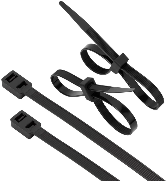 Main image of 100 PCS 12 inch Double Lock Black Zip ties Heavy duty, Double Head Design, 120lb Tensile Strength, UV Resistant Cable Ties for indoor and outdoor use