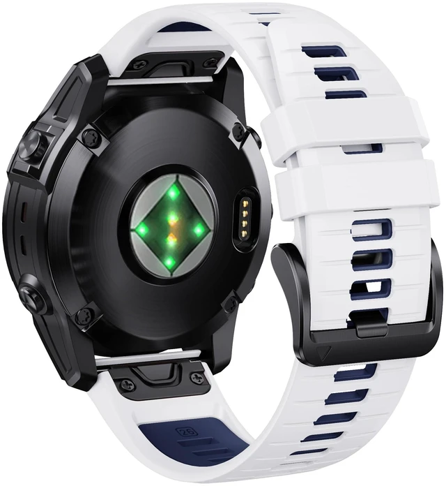 Main image of for Fenix 7X Pro/6X Pro Band for Fenix 6X Strap Fenix 7X Band 26mm Width Fenix 5X Plus Wristband for Decent Mk2i/tactix Delta/tactix 7 Pro/tactix 7 AMOLED Soft Silicone Watch(White-Dark Blue)