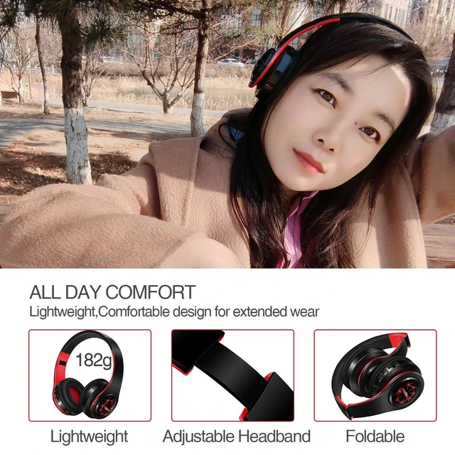 Alt view image 7 of 7 - Bluetooth Headphones, Chat- Comfortable Over Ear Stereo Headphones,7 Breathing Led Lights up, Wireless Headset for Adult Teen Kid for Phone/Samsung/Pad/PC/Android/Laptop/TV (Red)