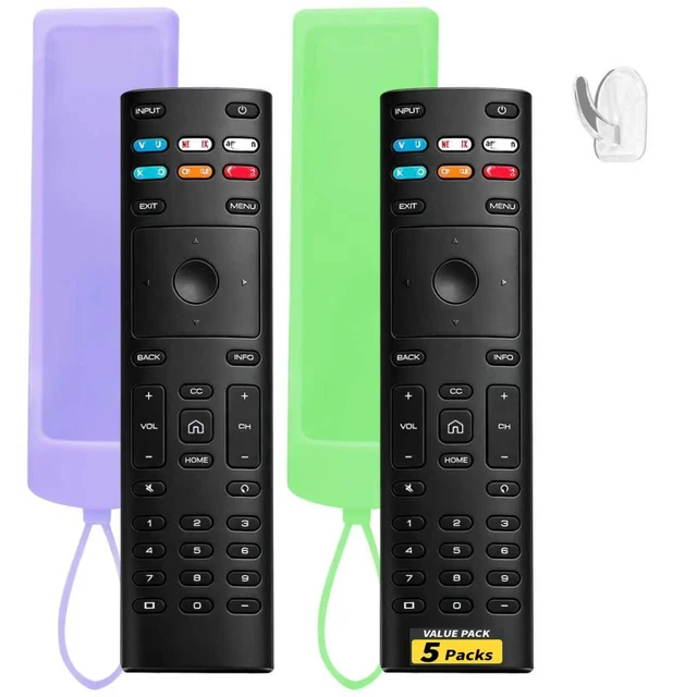Main image of (Pack of 2) Replacement Remote Control Fit Vizio Smart TV Remote with Anti-Lost Soft Glowing Silicone Cover & Mount Hook, Universal for Vizio All Smart LCD LED HD UHD HDR 4K TVs(Green & Purple)