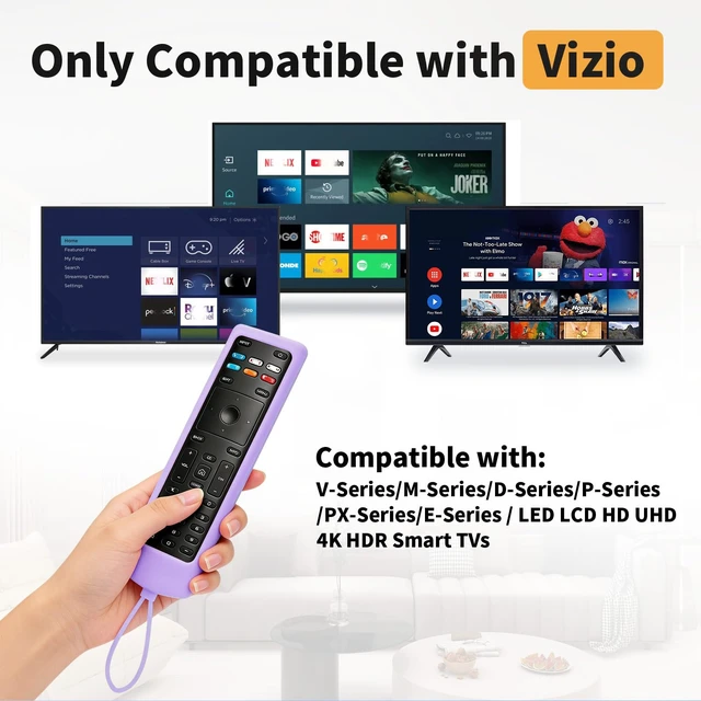 Alt view image 2 of 7 - (Pack of 2) Replacement Remote Control Fit Vizio Smart TV Remote with Anti-Lost Soft Glowing Silicone Cover & Mount Hook, Universal for Vizio All Smart LCD LED HD UHD HDR 4K TVs(Green & Purple)