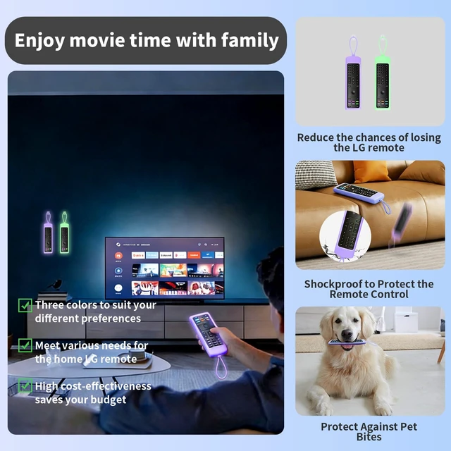 Alt view image 4 of 7 - (Pack of 2) Replacement Remote Control Fit Vizio Smart TV Remote with Anti-Lost Soft Glowing Silicone Cover & Mount Hook, Universal for Vizio All Smart LCD LED HD UHD HDR 4K TVs(Green & Purple)