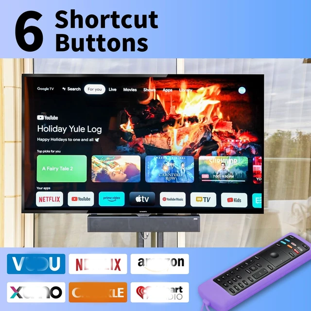Alt view image 6 of 7 - (Pack of 2) Replacement Remote Control Fit Vizio Smart TV Remote with Anti-Lost Soft Glowing Silicone Cover & Mount Hook, Universal for Vizio All Smart LCD LED HD UHD HDR 4K TVs(Green & Purple)