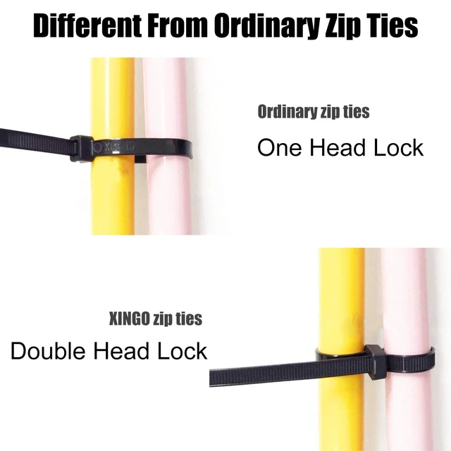 Alt view image 4 of 6 - 100 PCS 12 inch Double Lock Black Zip ties Heavy duty, Double Head Design, 120lb Tensile Strength, UV Resistant Cable Ties for indoor and outdoor use
