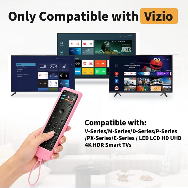 Alt view image 2 of 7 - (Pack of 2) Replacement Remote Control Fit Vizio Smart TV Remote with Anti-Lost Soft Glowing Silicone Cover & Mount Hook, Universal for Vizio All Smart LCD LED HD UHD HDR 4K TVs(Blue & Pink)